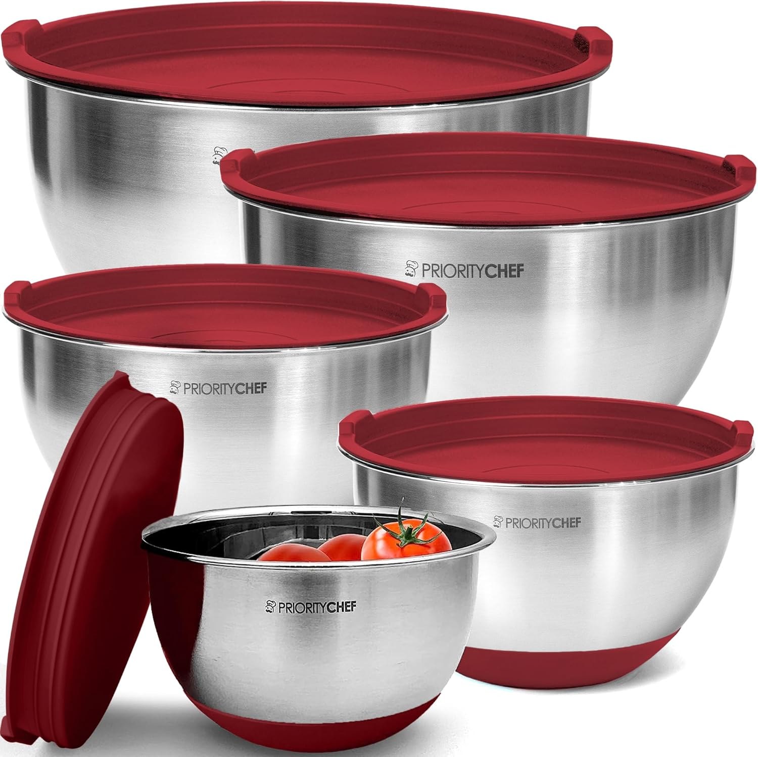 GULFSIDE Stainless Steel Mixing Bowl Set 5-Piece Nesting Non-Slip